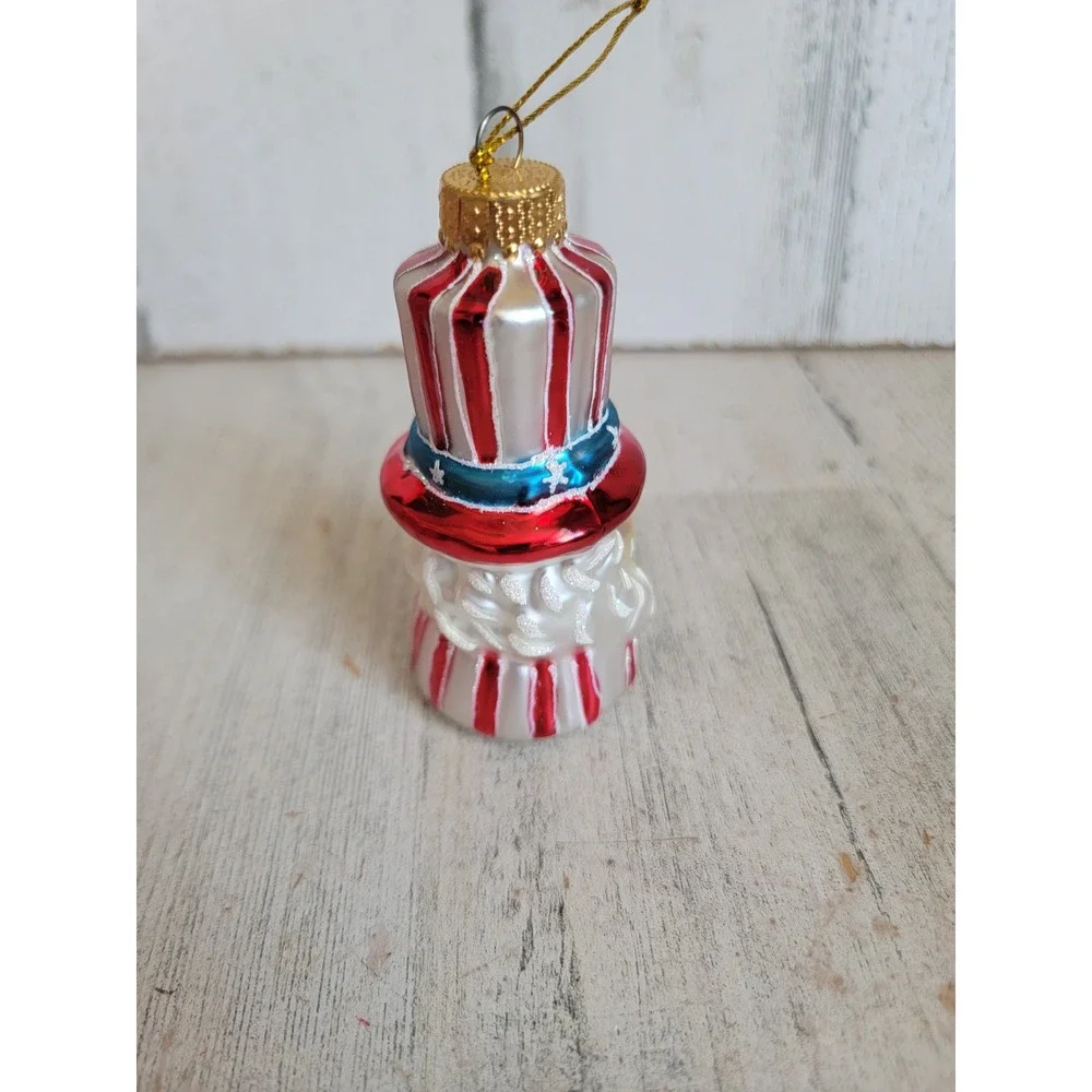 July 4th uncle same Santa Claus glass ornament Xmas unique home decor
